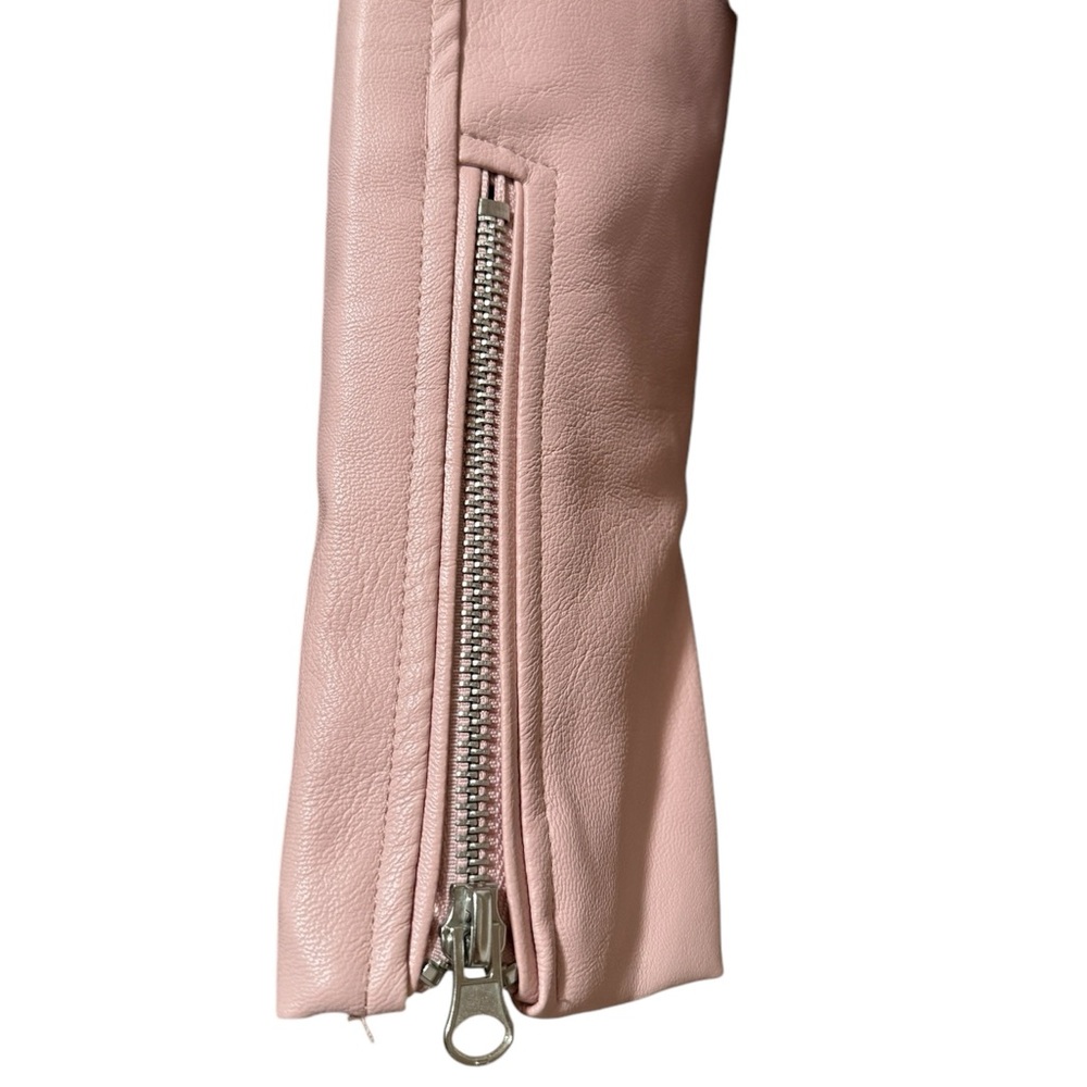 Moto Faux Leather Biker Jacket (Blush Pink) - Picture 8 of 9